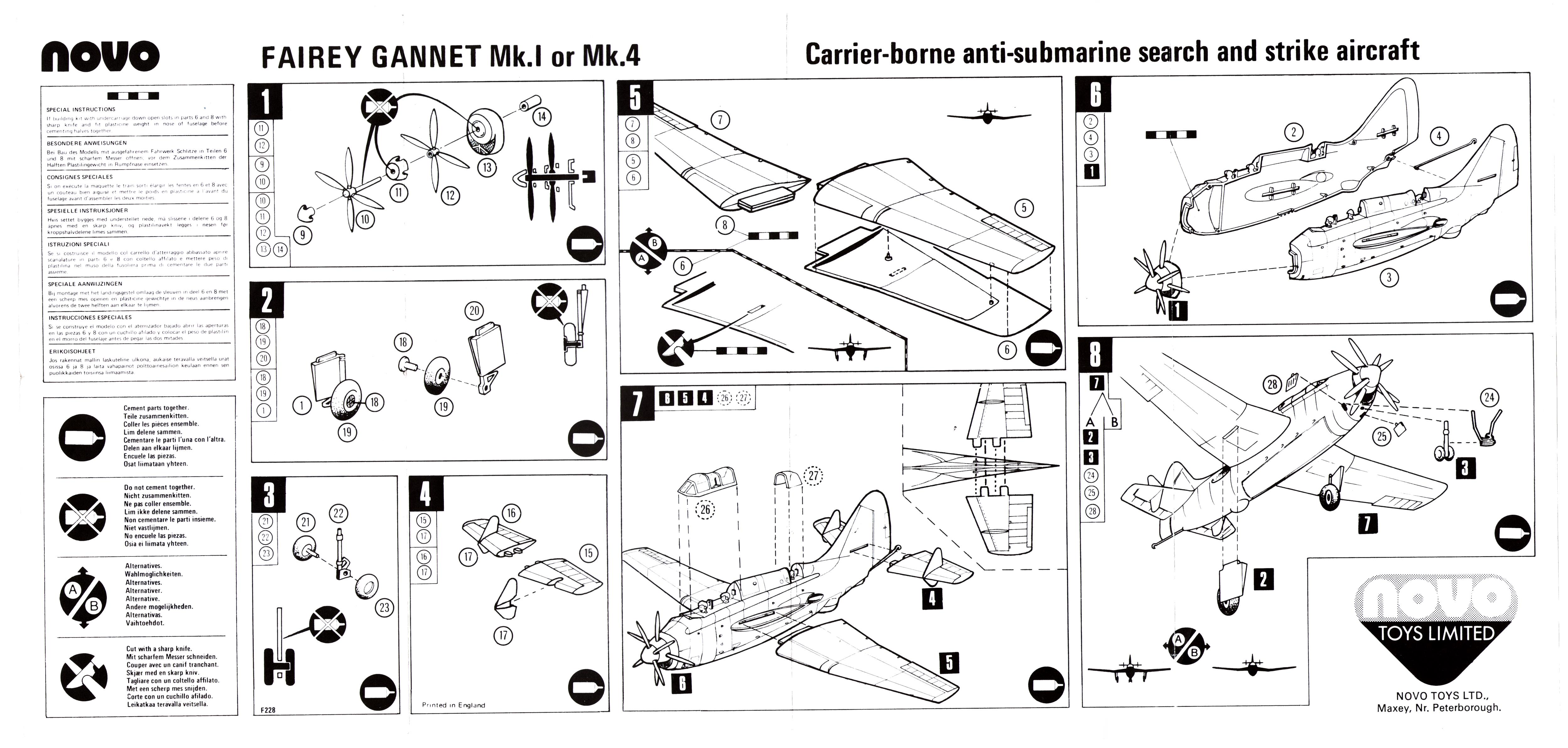 Инструкция пошаговой сборки NOVO F228 Fairey Gannet